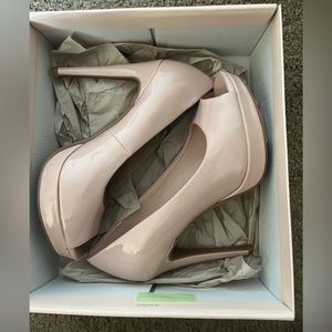 Blush peep toe stilettos